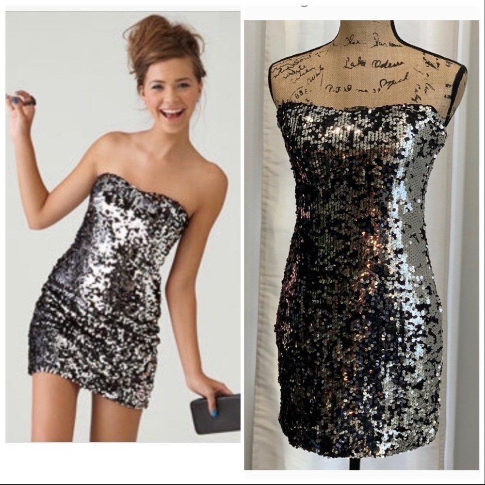 As U Wish silver sequined dress size M
